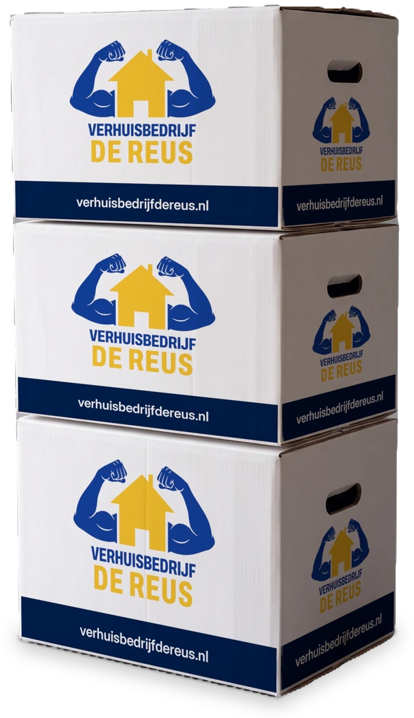 Witte verhuisdozen van Verhuisbedrijf De Reus